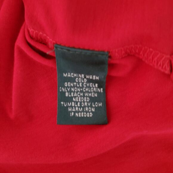 Ralph Lauren Plus Size 1X Red 100% Cotton V-Neck 3/4 Sleeve Tunic Top Comfy Cozy - Picture 9 of 10